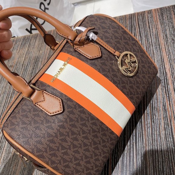 MK Bedford SM Duffle Satchel Crossbody  BrownMulti - Picture 2 of 6